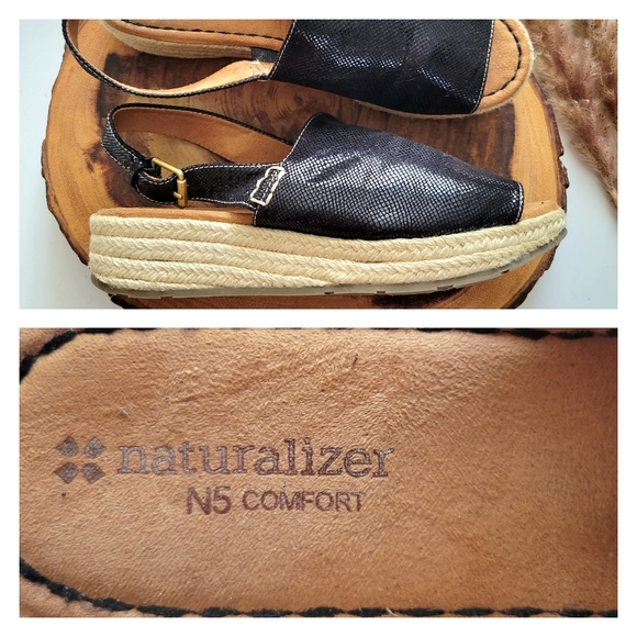 NATURALIZER | SLINGBACK ESPADRILLE PEEP TOE WEDGE HEEL SANDAL, 7.5 - Picture 2 of 9
